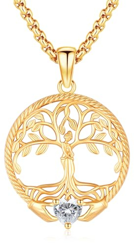 Eusense Livets träd 925 sterling silver halsband hänge träd hänge halsband smycken present till kvinnor flickor, 24,5 * 36 mm, Sterlingsilver, Ingen ädelsten