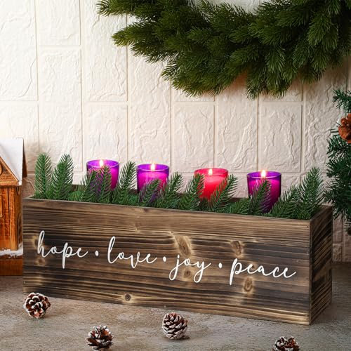 Ziliny Advent Wreath Candle Holder for Christian Wood Nativity Candle Holder with 4 Candles Catholic Christmas Decor Christmas Advent Wreaths Candleholder for Xmas Candles Decorations Religious Gift
