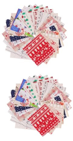VILLCASE 80 STK Weihnachts Tuch Gruppe Stoff Quadrate Weihnachtsferien Stoff Scrapbooking-Materialien Quadrate Quilten Stoff Patchwork Quiltstoff Spender Für Sublimationsband Baumwolle