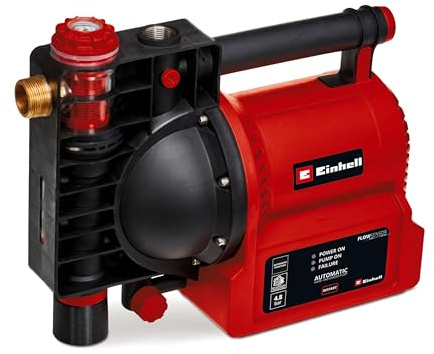 Einhell Hauswasserautomat GE-AW 1142 FS (1100 Watt, 4200 L/h Fördermenge, Automatikfunktion, max. 4,8 bar Druck, max. 48 m Förderhöhe, 8 m Ansaughöhe, Flow-Sensor, LED-Anzeige)