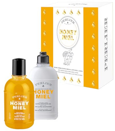 Perlier, Honey Miel Cofanetto Bagno Crema e Latte Corpo, Idratazione e Delicatezza, Ideale per Pelli Delicate, Confezione Regalo Elegante