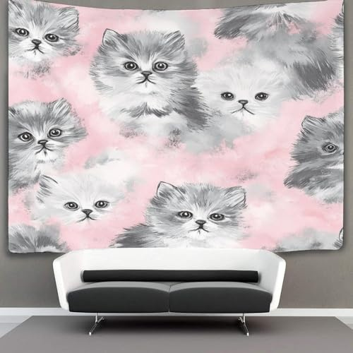 kaiyun Gatito persa Tapiz Estético Del Dormitorio - Tapiz De PaRojo Independiente Decoración De La Habitación Tapices Tapiz Grey Estilo acuarela ColgHormigae De PaRojo, Arte De PaRojo 180cmx230cm