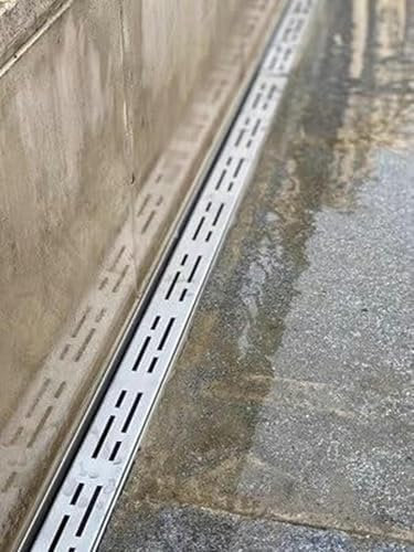 Entwässerungsrinne Kanalabläufe Aus Rostfreiem Stahl Für Den Außenbereich, 1 1,2 1,5 M Langer, Extra Schmaler Grabenabfluss Mit Gitterabdeckungen, Bodenablaufsysteme Für Auffahrt/Deck/Terrasse(L 150cm