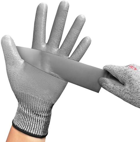 GOL-SIV Cut Resistant Work Gloves, Level 3 Cut Proof Glove with PU Coating, Safety Work Gloves for Metal Making, Woodworking, Construction, Large