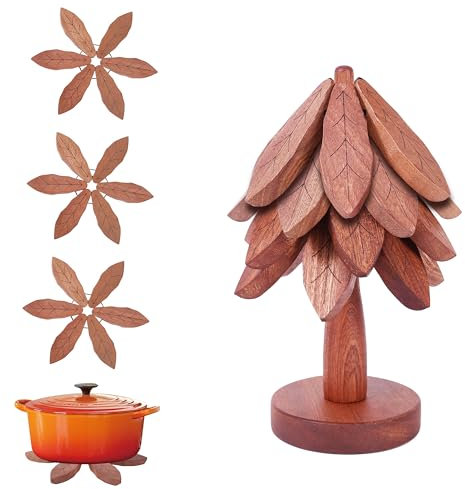 sapisecret topfuntersetzer hitzebeständig, untersetzer für gläser, topfuntersetzer Holz, glasuntersetzer Holz, holzuntersetzer für gläser und tassen,4 Stück untersetzer-Set (B-4)