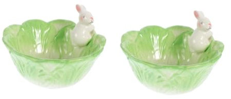 DINHEAROM 2stücke Keramische Junge Mädchen-schüssel Cartoon Kaninchen Design Robust Und Langlebig Für Obst Salate Und Desserts Für Kindergeburtstage Und Familienfeiern