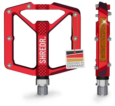 SHREDR. Shine Pedale für MTB | Hochwertige Flatpedals fürs Mountainbike | Mit Reflektoren (StVZO konform) | 2 Größen
