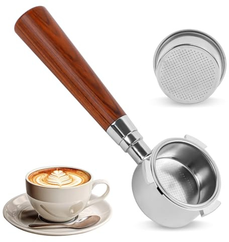 ROTKUSZ Espresso Bottomless Porte-filtre 51mm, Porte Filtre à Café porte-filtre sans fond Acier Inoxydable, Compatible avec DeLonghi Dedica EC680/EC685/EC785/EC820/EC850/EC860(3 oreilles)