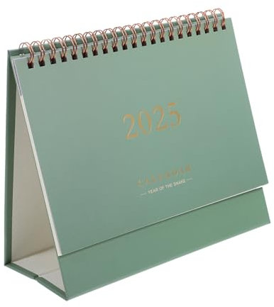 JEWEDECO Dekorativer Tischkalender Mit Goldprägung Handlicher Aufstellkalender Für Büro Und Zuhause Terminplanung Und Notizen Design Mittlerem Bohnen-grün