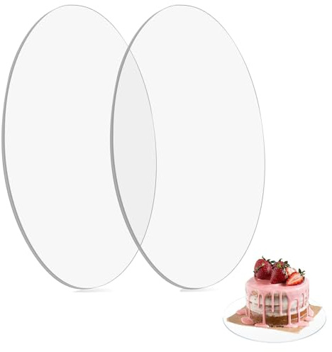 Tortenplatte aus Acryl, 2 Tortenbretter, Wiederverwendbar Acryl Cake Board, Runde Tortenplatte mit 30 cm Durchmesser, 2 mm Dick, für den Transport von Torten und Schildern für DIY, Transparente