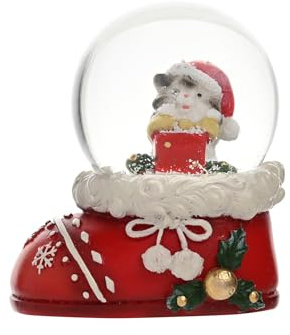 Widdop - Bola de nieve navideña con diseño de bota festiva, figura de Papá Noel en el interior de globo de cristal con efecto de nieve, decoración tradicional de invierno para chimenea, estante o mesa