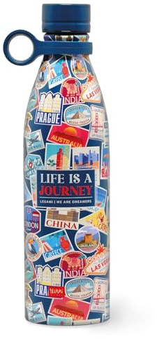 Legami - Bottiglia Termica Hot&Cold, Travel Stickers, 800 ml, Chiusura ermetica, 12 Ore Bevande calde 24 Ore fredde, Manico in Silicone rimovibile, in Acciaio inox, senza BPA