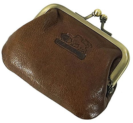 Kleine Leder Knips-Börse Damen Geldbörse Portemonnaie Geldbeutel Cognac