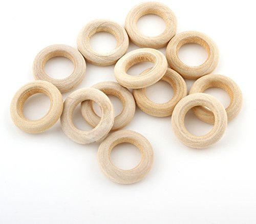 Perlin Holzring Ø 25mm Holzringe zum Basteln Schmuckherstellung 40stk Holzreifen Unvollendete glatten Holz Ring Hoop Gardinenringe für Gardinen Vorhangringe Makramee Ringe aus Holz (Natur)