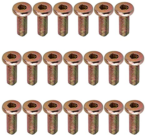 MroMax M6 x 16 mm, viti a testa piatta per mobili, bulloni di fissaggio in acciaio al carbonio colorato, 20 pezzi