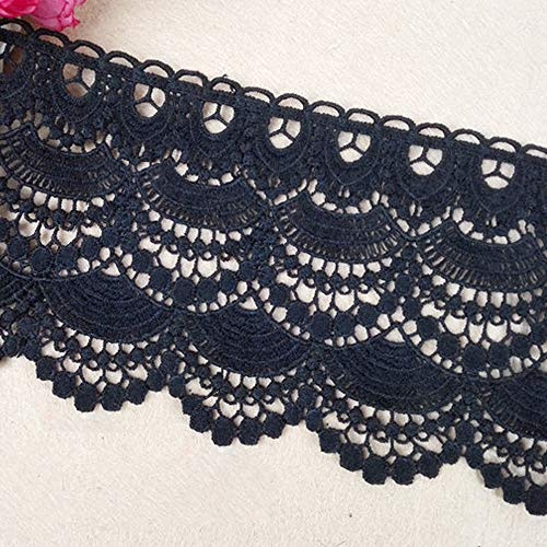 3 Yard 11cm-12cm Baumwolle spitzenband vintage-style Spitze Spitzenborte Häkelspitze Häkel-Borte Häkelband Spitzenbesatz Dekoband für Nähen Handwerk Hochzeit Deko Scrapbooking Geschenkbox (Schwarz)