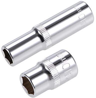 sourcing map 3/8-Inch Drive by 10mm Deep and Shallow Socket Set of 2 Pcs, Cr-V, 6-Point, Metric