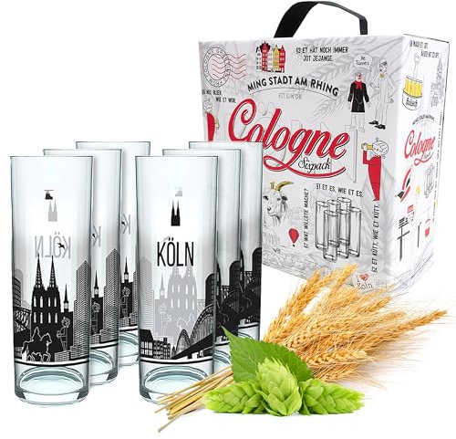 3forCologne Kölschglas - Juego de 6 vasos de cerveza (0,2 ml, 0,2 ml), diseño con texto impreso