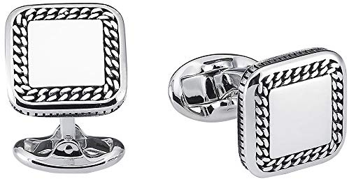 Vinani Design Manschettenknöpfe viereckig Seil geschwärzt glänzend 925 Sterling Silber Herren Anzug Hemd 2MAD