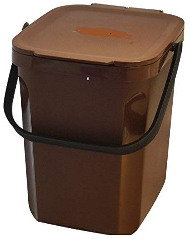 HELGUEFER-Cubo orgánico con 10 L de Capacidad con Tapa. Dispone de asa para facilitar su Transporte. La Tapa Puede quedarse Abierta con el asa si se precisa.