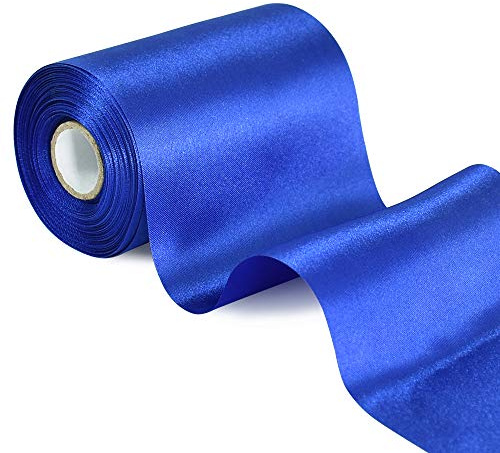 TONIFUL Breit Satinband Farbiges Stoffband für Geschenkband Öffnen des Schleifen Große Öffnung der Bänder Den Stuhl Hochzeit Party Dekoration Valentinstag Weihnachten-Blau 10cm x 10m