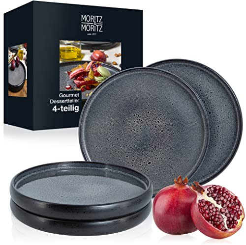 Moritz & Moritz 4x Piatti Ceramica 21,5 cm - Set di Piattini Dessert in gres come piatto da dessert, piatto per torte, piatto per la colazione - Set di stoviglie da servire