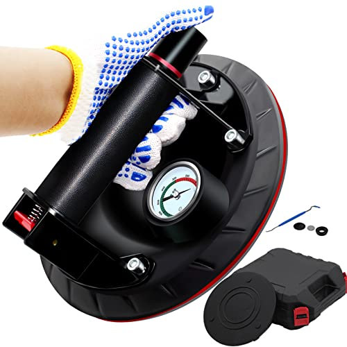 8Inch Saugnapf für Glas Vakuumpumpe Heber Leistungsstarke Heavy Duty mit Manometer ABS Griff für Granit Auto Große Glastür Bewegende Hebefenster Ersatz Hebewerkzeuge