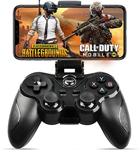 Megadream Mobiler Gaming Controller für Android, Bluetooth Gamepad für PUBG & Fortnite, Key Mapping, Multi-key Simultaneous Input, mit Phone Mount Clip - Schwarz (Nicht für iOS/PC)