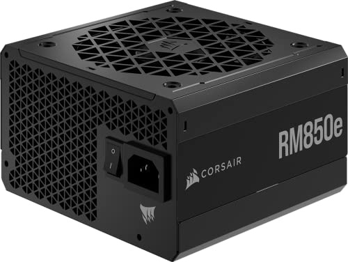 Corsair RM850e Alimentation ATX entièrement modulaire à faible bruit (connecteurs doubles EPS12V, condensateurs 105 ° C, efficacité 80 PLUS Gold, support de veille moderne), noir