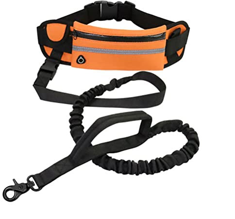 HWGING Joggingleine Hunde mit Gürteltasche, Freihandlinien Hundeleine Reflektierender Bauchgurt Outdoor-Jogging, Walking, Nachtlauf