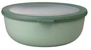Mepal Multi Bowl Cirqula Round - Mikrowellen Geschir - Geeignet als Luftdichte Aufbewahrungsbox für den Kühlschrank, Mikrowellengeschirr & als Frischhaltedosen - 2250 ml - Nordic sage