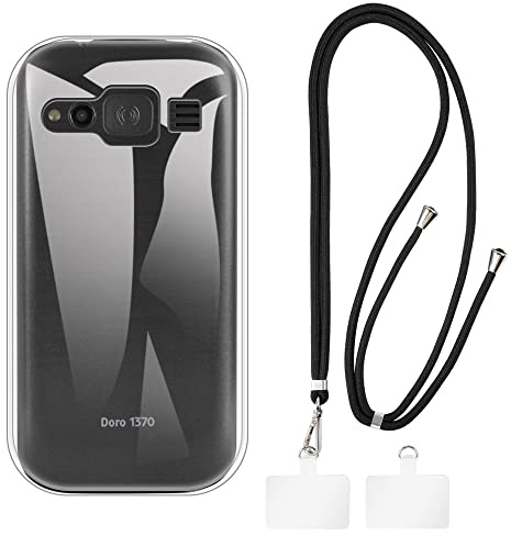 Crossbody/Neck Strap TPU Phone Case Combo Compatible with Doro 1370, Shockproof Protective Cover with Adjustable Lanyard