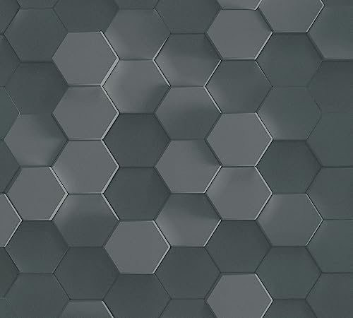 A.S. Création Tapete 3D Optik selbstklebend - geometrische Tapete schwarz grau - Tapete grafisch selbstklebend - 0,52 x 2,5m - Made in Germany