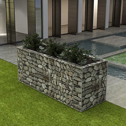 Homgoday Gabione Hochbeet Stahl 270x90x100cm Gabionenkörbe Metall Gabione Käfige für Steine Garten Dekor Wandtrennung Set