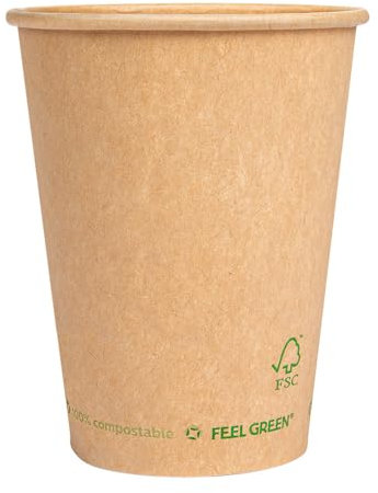 García de Pou 50 Unités - Gobelets Boissons Froides et Chaudes 1 Paroi 360 ml 300 g/m2 9/6 x 11 cm Marron Carton