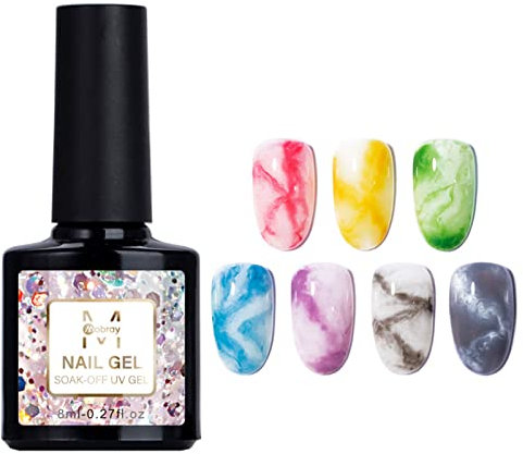 Qikam Grust 8ml Blossom Gel, Transparent Blooming Gel Nagellack, Gradient Marble Stripe Halo Effect Flower Gel Polish, Soak Off UV LED Nagelkleber Gel für Maniküre