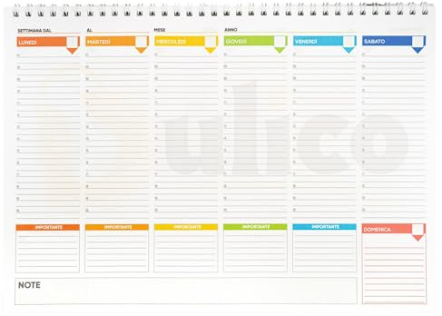 Planner hebdomadaire 2026 avec spirale métallique et couverture imperméable format A4-29,7 x 21 cm, 50 semaines à remplir avant et arrière Eco - Planner hebdomadaire 2025 2026 de bureau horizontal