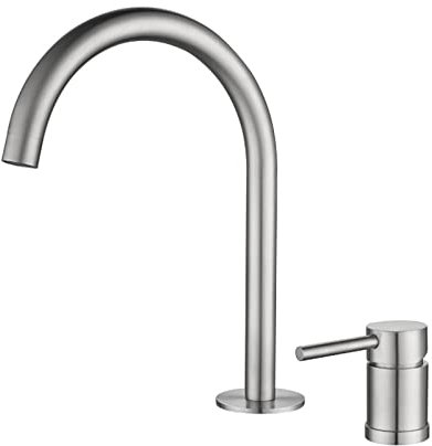 YOtat Grifo para Lavabo De Baño, Grifo De Baño, Grifo De Tocador De Lavabo De Doble Orificio De Acero Inoxidable 304, Grifo De Baño Frío Y Caliente con 2 Mangueras, Cromado