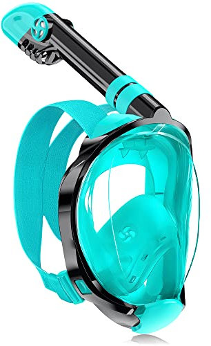 X99 Schnorchelmaske Vollmaske,180-Grad-Sicht Anti-Fog Tauchmaske mit Sportkameras Kompatible, Taucherbrille für Erwachsene