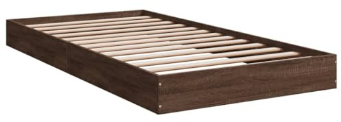 vidaXL Sängram brun ek 100x200 cm konstruerad trä, sovrumsmöbler, sängbotten, pallsäng, säng, enkelsäng, panelsäng, plattformssäng