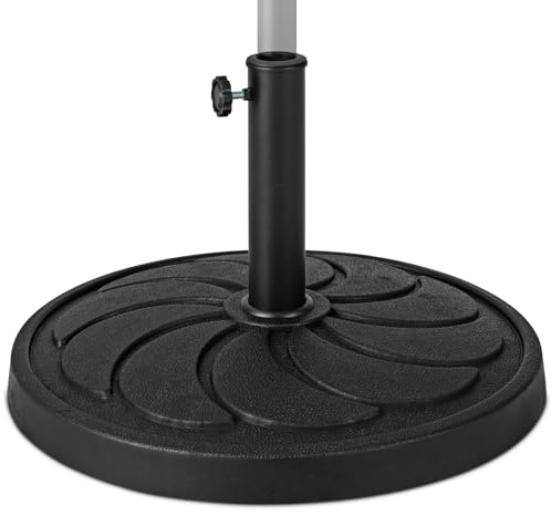 KOMFOTTEU Base de Sombrilla de Resina Φ38/48 mm, Soporte para Sombrilla de Jardín Exterior 14/19 kg, Pie Parasol para Jardín, Terraza, Balcón (Φ54 x 34,5 cm, 19 kg)