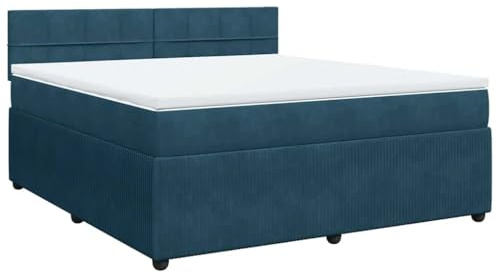vidaXL Boxspringbett mit Matratze Blau 180x200 cm Samt