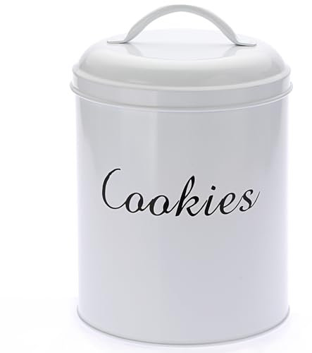 SUMTree 1 Gallon Biscuit Barrel for Kitchen Counter, Large Cookie Jar with Lids, Bread Bin Cake Storage Tin for Cookies, Dessert, Gift Giving, Rustic Kitchen Decor and Accessories, 15.8 * 18.8cm