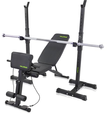 wuuhoo® Set Home Gym – Panca Regolabile, Supporto per Bilanciere & Manubri per Misure Standard e Olimpiche