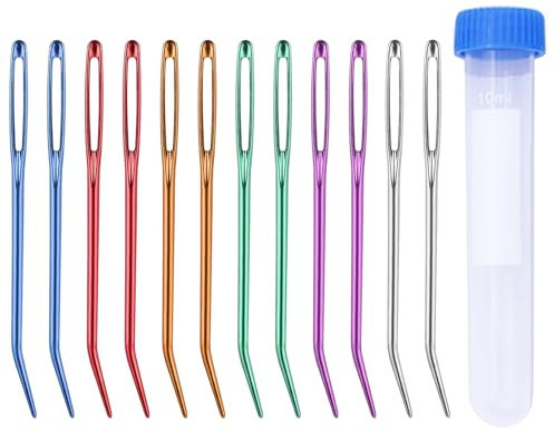 13 Stück Wollnadel zum Vernähen,Nähnadeln Set,Nähnadeln mit Großem öhr,Sticknadeln Stumpf,Stopfnadeln für Wolle,Gebogene Stopfnadeln mit Großem öhr,Vernähnadel Wollnadeln,Spitz Handgenähtes Leder