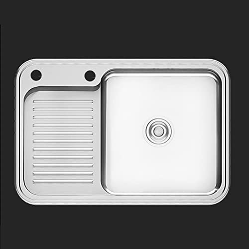 asdchZen Balcony Laundry Sink Cleaning Basin with Washboard, 304 Stainless Steel Single Bowl Sink Washbasin Small Hand Sink, Balcony Laundry Pool Combination, for Apartments/RVs/D,Kit 1-64×55CM