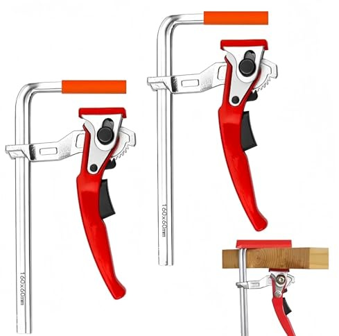 INREPRO 2 Pièces Pince de table à cliquet Pince de serrage à dégagement rapide Serre Joint Rail de Guidage Serre Joint à Levier pour le Ponçage et la Coupe de Précision, 160 x 60mm
