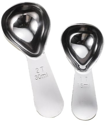 Cuchara de café de acero inoxidable de 15 ml/30 ml, cuchara medidora de café, azúcar de té de grano molido, exquisitos accesorios de barista para el hogar, 2 cucharas de mango corto, té de café