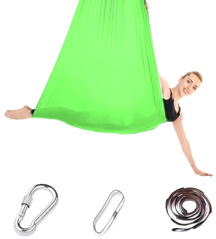 iPalamila Aerial Yoga Hängematte Set,Yoga 200 Kg Max.(Grasgrün,150x280CM)