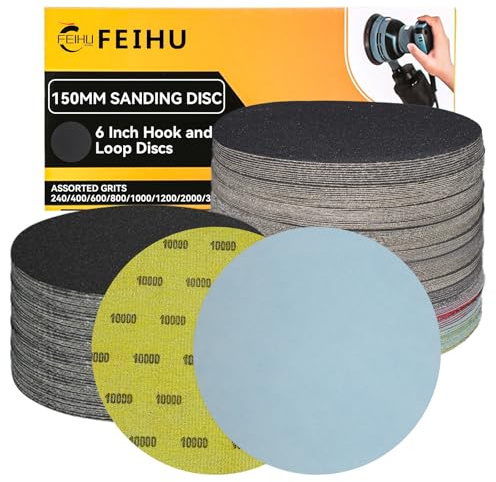 FEIHU Discos de Lija de 150mm,20 Piezas Hook and Loop Papel de Lija Abrasivos Papel de lija de carburo de silicio 10000 Granos Adecuado para lijadoras excéntricas circulares.